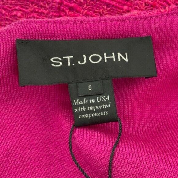 St. John Collection Knit Wool Suit Jacket Womens Size 6 Flamingo Multi Blazer - Picture 10 of 12